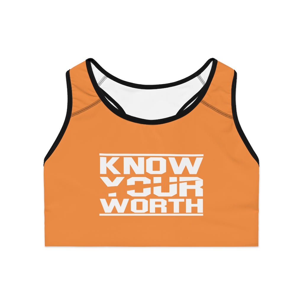 Know Your Worth Sports Bra - Orange