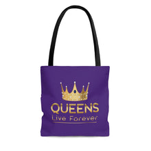 将图片加载到图库查看器，Queens Live Forever Purple AOP Tote Bag
