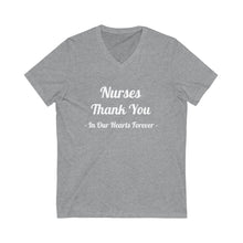 Load image into Gallery viewer, Nurses Thank You Unisex Jersey Short Sleeve V-Neck Tee
