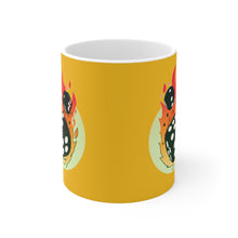 Load image into Gallery viewer, Flaming Dice Yellow Mug 11oz
