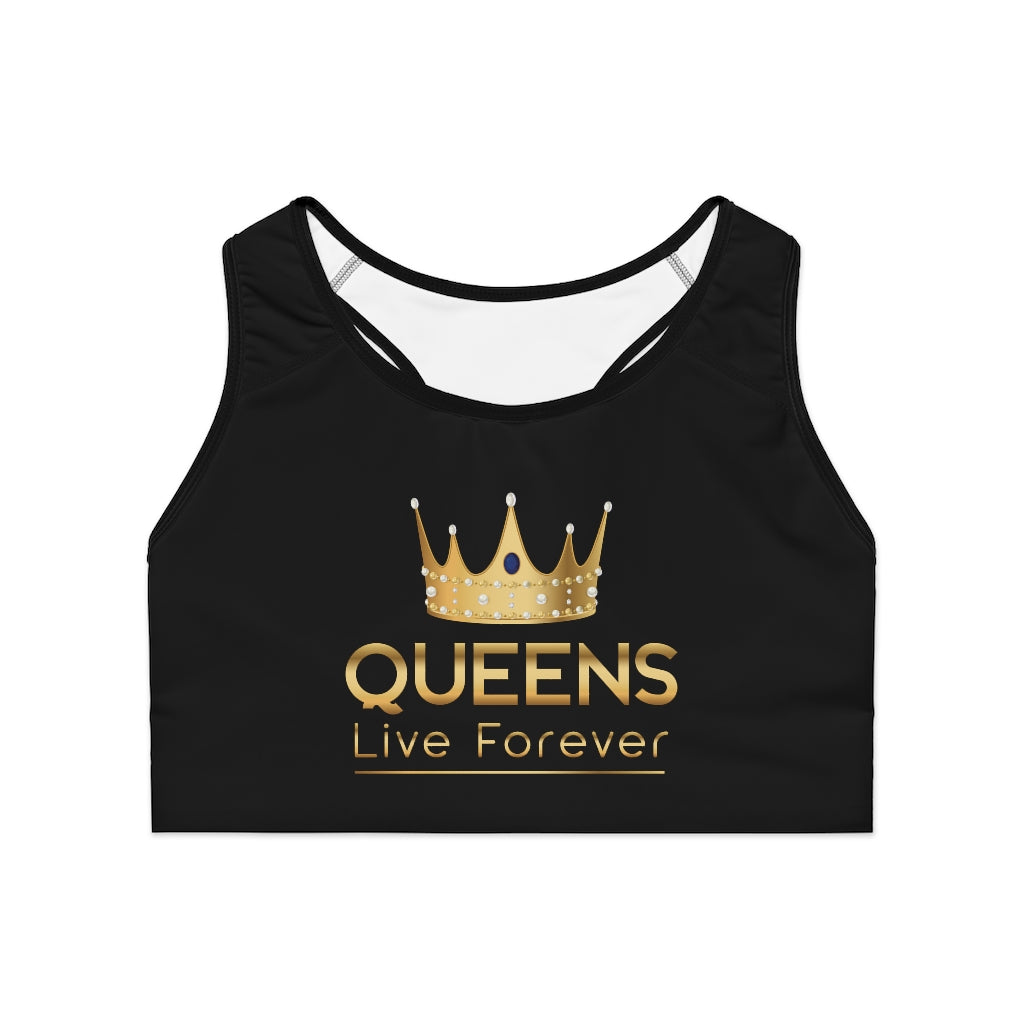 Queens Live Forever Sports Bra - Black