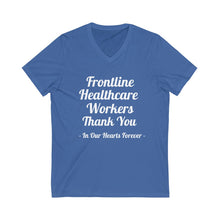 Load image into Gallery viewer, Frontline Healthcare Workers Thank You Unisex Jersey Short Sleeve V-Neck Tee
