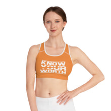 Load image into Gallery viewer, Know Your Worth Sports Bra - Orange
