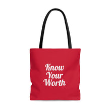 Cargar imagen en el visor de la galería, Know Your Worth Red AOP Tote Bag
