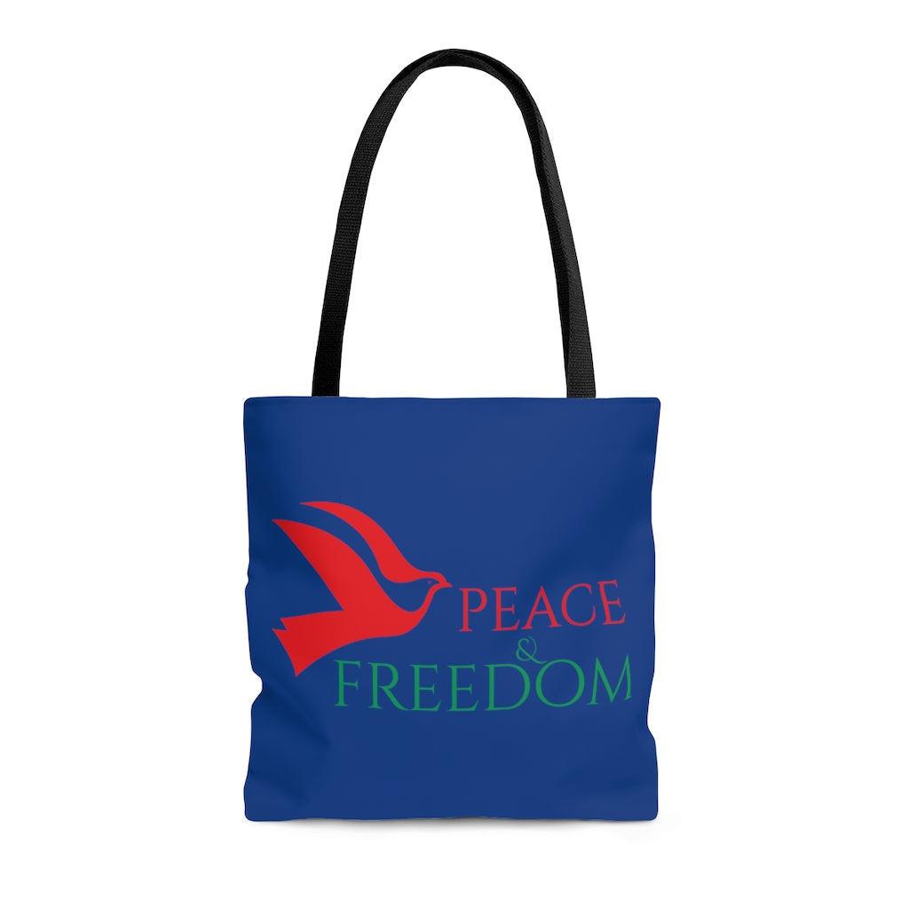Peace & Freedom Blue Tote Bag