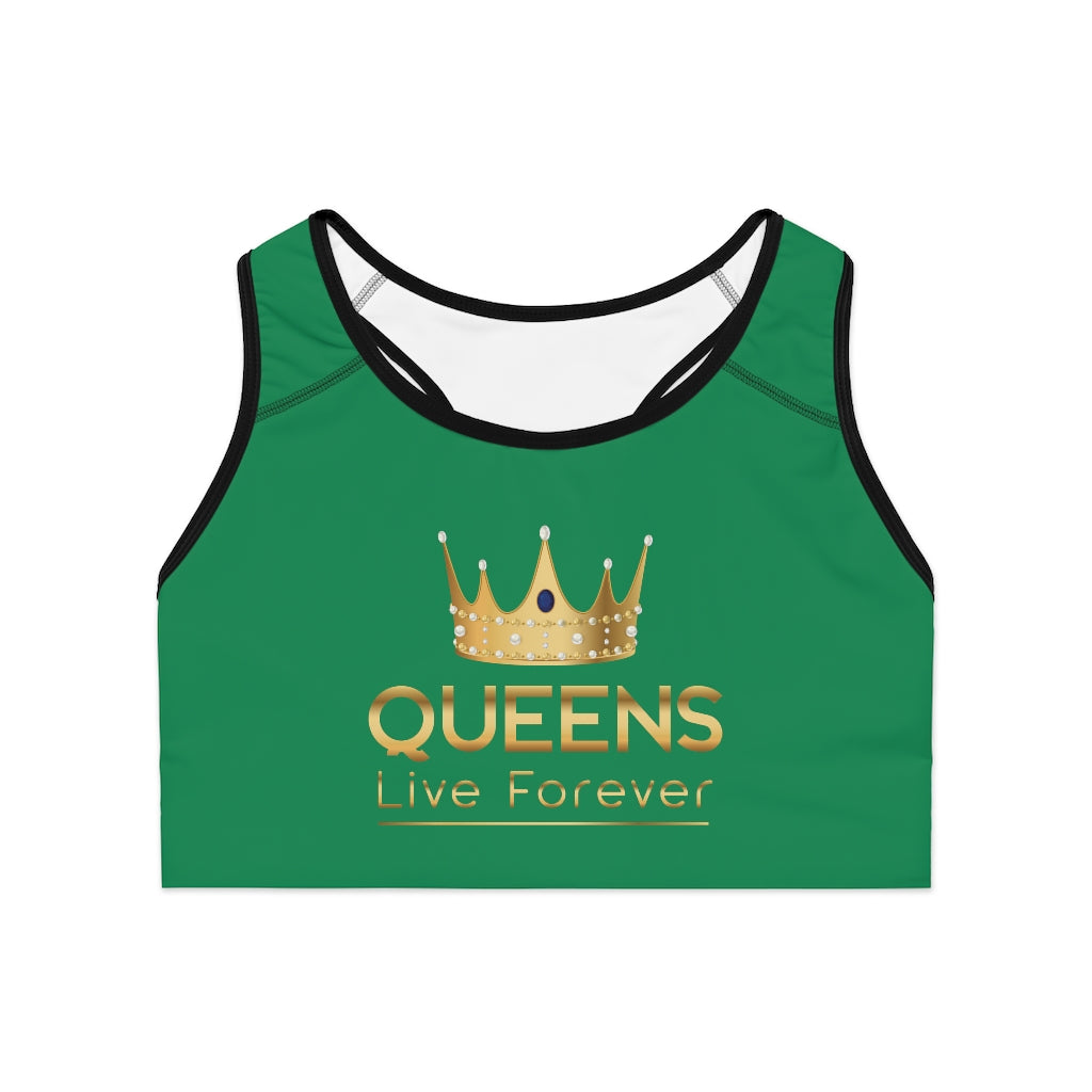 Queens Live Forever Sports Bra - Green
