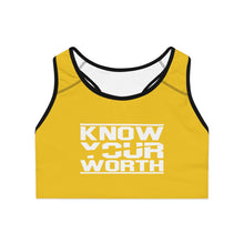 Load image into Gallery viewer, Know Your Worth Sports Bra - Yellow
