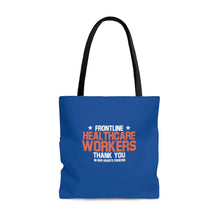 Load image into Gallery viewer, Frontline Healthcare Workers (version 2) Thank You Blue AOP Tote Bag
