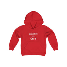Load image into Gallery viewer, Education is the Cure Youth Heavy Blend Hooded Sweatshirt
