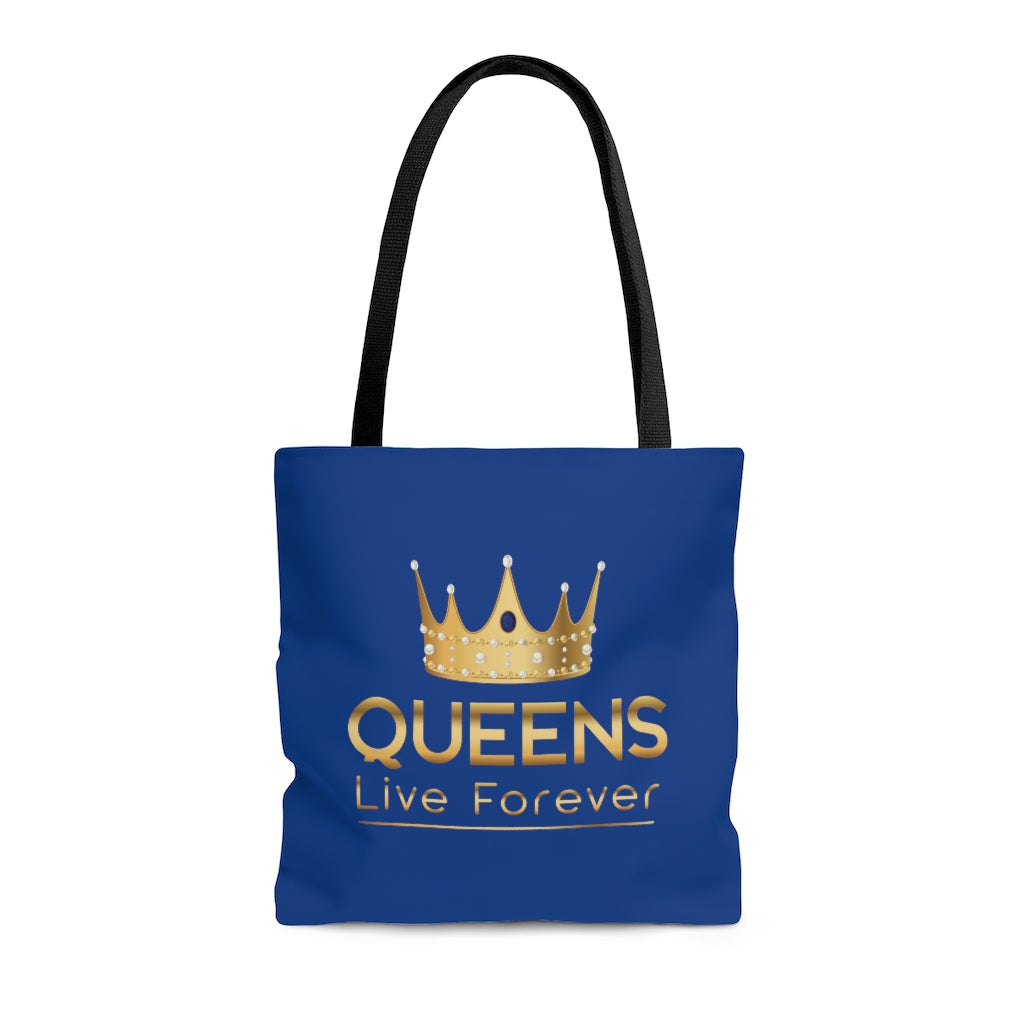 Queens Live Forever Blue AOP Tote Bag
