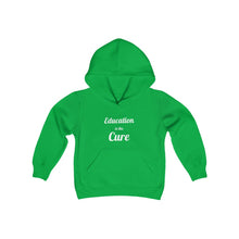 Load image into Gallery viewer, Education is the Cure Youth Heavy Blend Hooded Sweatshirt
