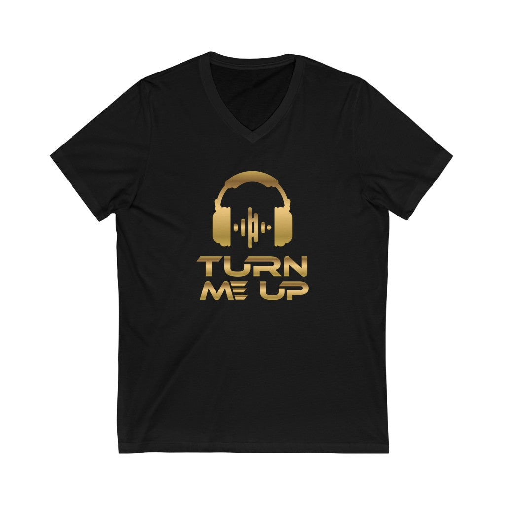 Turn Me Up - Gold (version 2) Unisex Jersey Short Sleeve V-Neck Tee