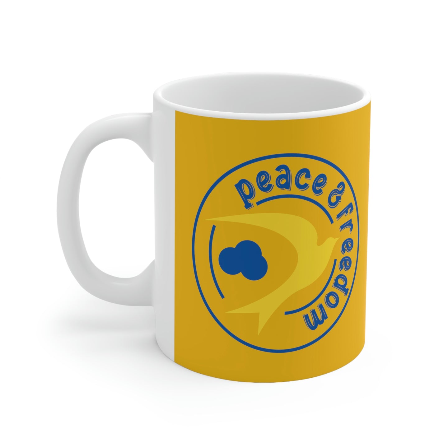 Peace & Freedom Yellow Mug 11oz