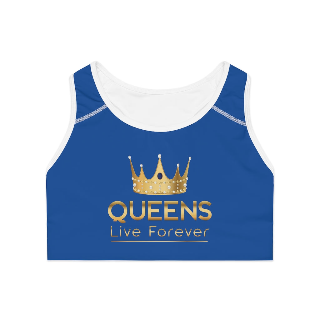 Queens Live Forever Sports Bra - Blue
